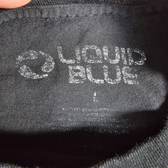 Liquid Blue Shirt Mens Large Black Archangel Grim Reaper Double Sided‎ Y2K - Picture 5 of 10